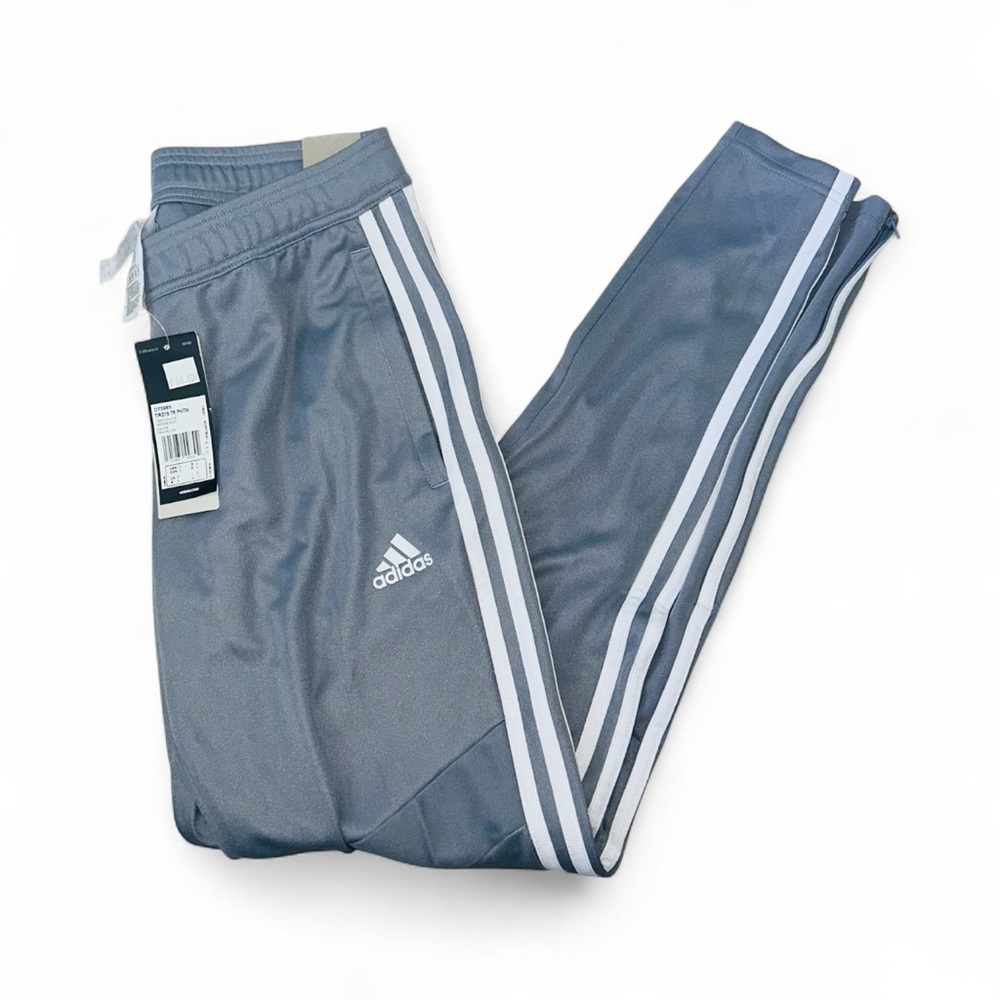 Adidas Gray Joggers with White Stripes